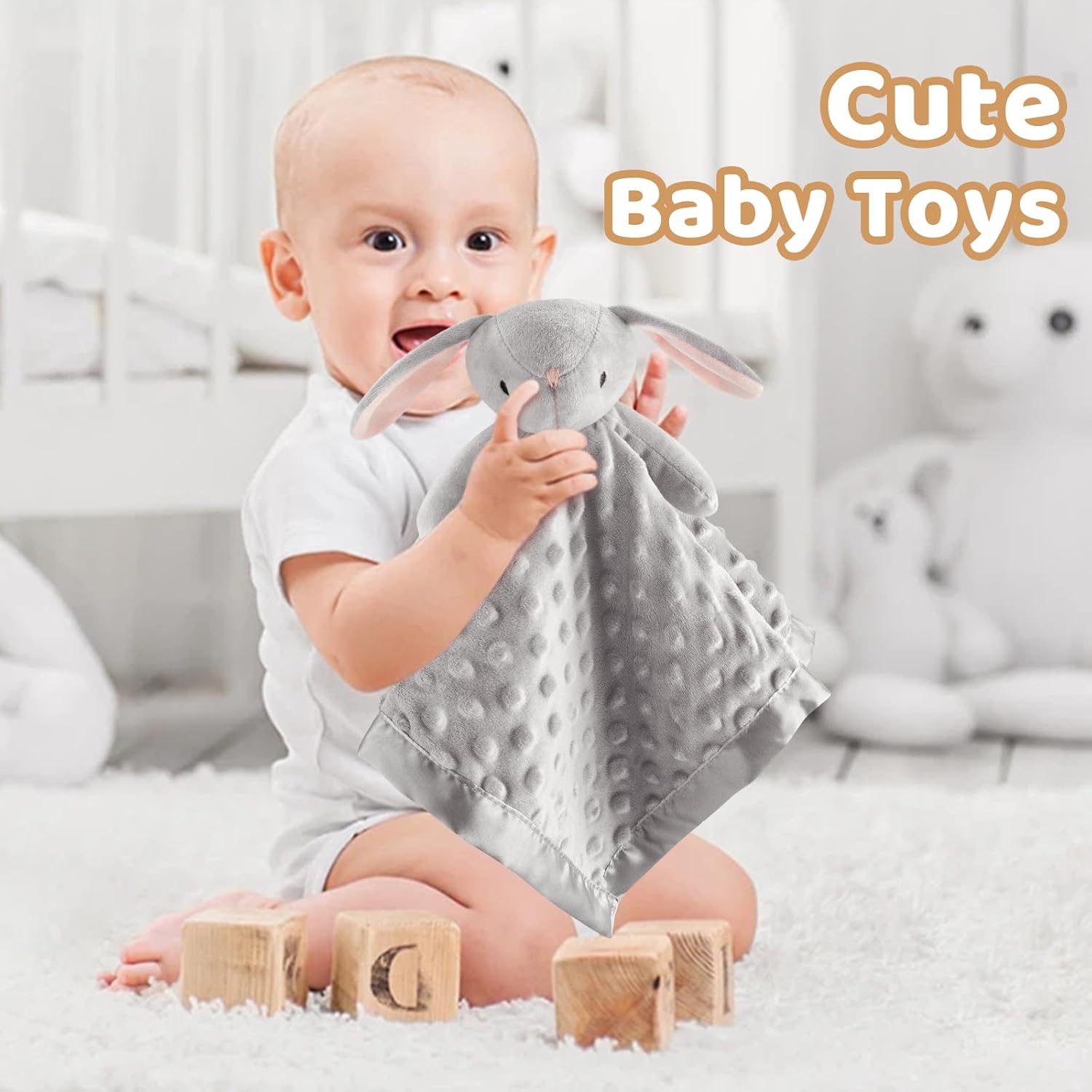 Pro Goleem Loveys - Soft Security Blanket & Snuggle Toy for Newborns | Grey Bunny 16 Inch