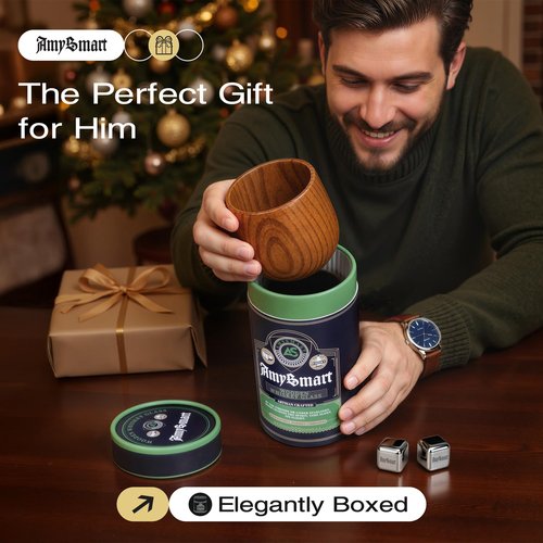 Handcrafted Wooden Whiskey Glass with Gift Tube – Charred Old Fashioned Glass,Charred Bourbon Drinking Cup | Unique Whiskey Gift for Men, Dad, Husband, Friends, Birthday & Holiday (1 Pack Charred)