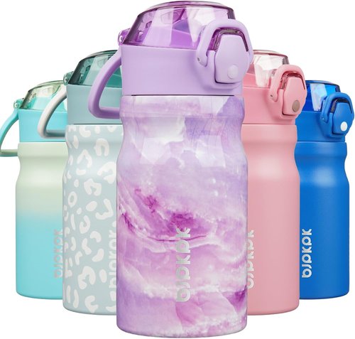 BJPKPK Stainless Steel Insulated Water Bottle - 14oz Reusable Thermal Flask with Straw Lid | Keeps Drinks Hot & Cold - Dawn