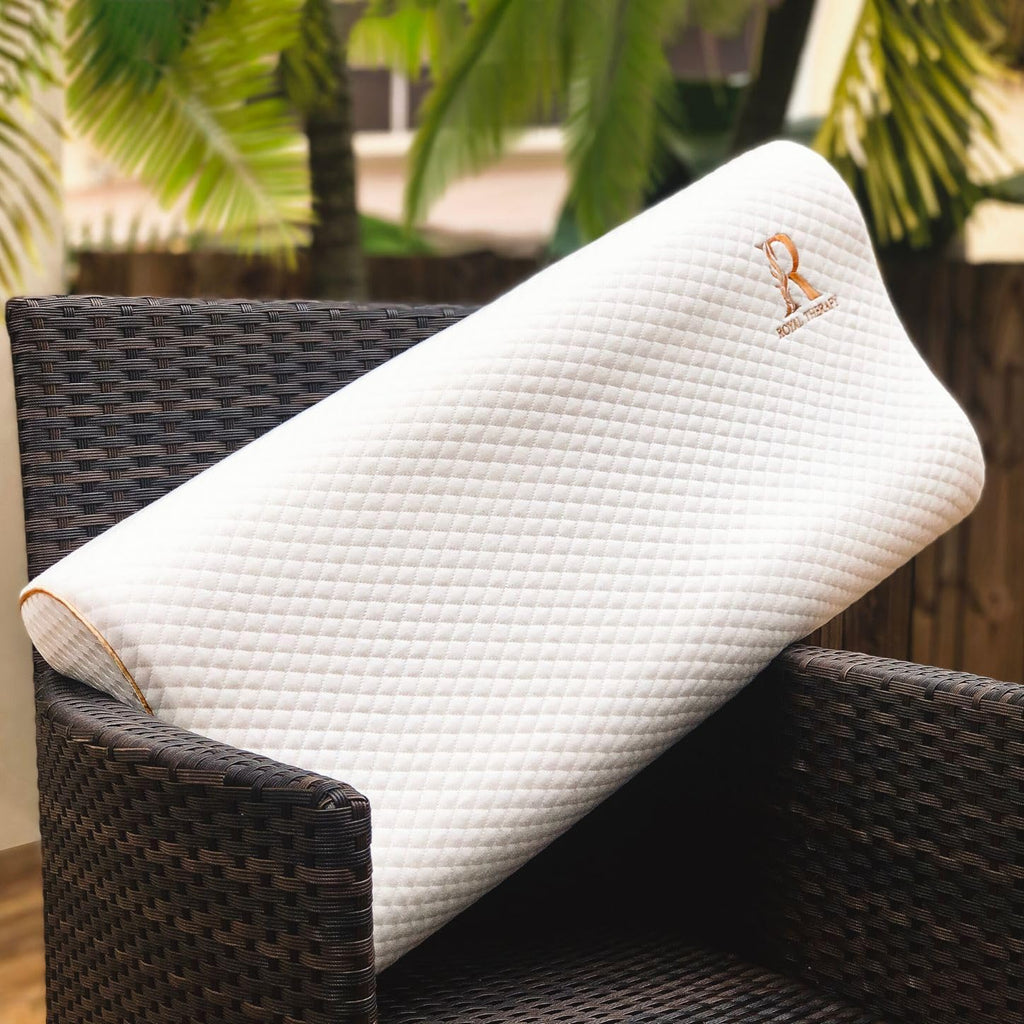 Royal Therapy Memory Foam Pillow - Contour Design for Neck Pain Relief | Queen Size 24x14x5 Inches