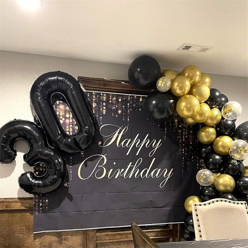 Black Number 40 Birthday Balloons - 40 Inch Large Mylar Foil 4 & 0 for 40th Birthday Party Decor