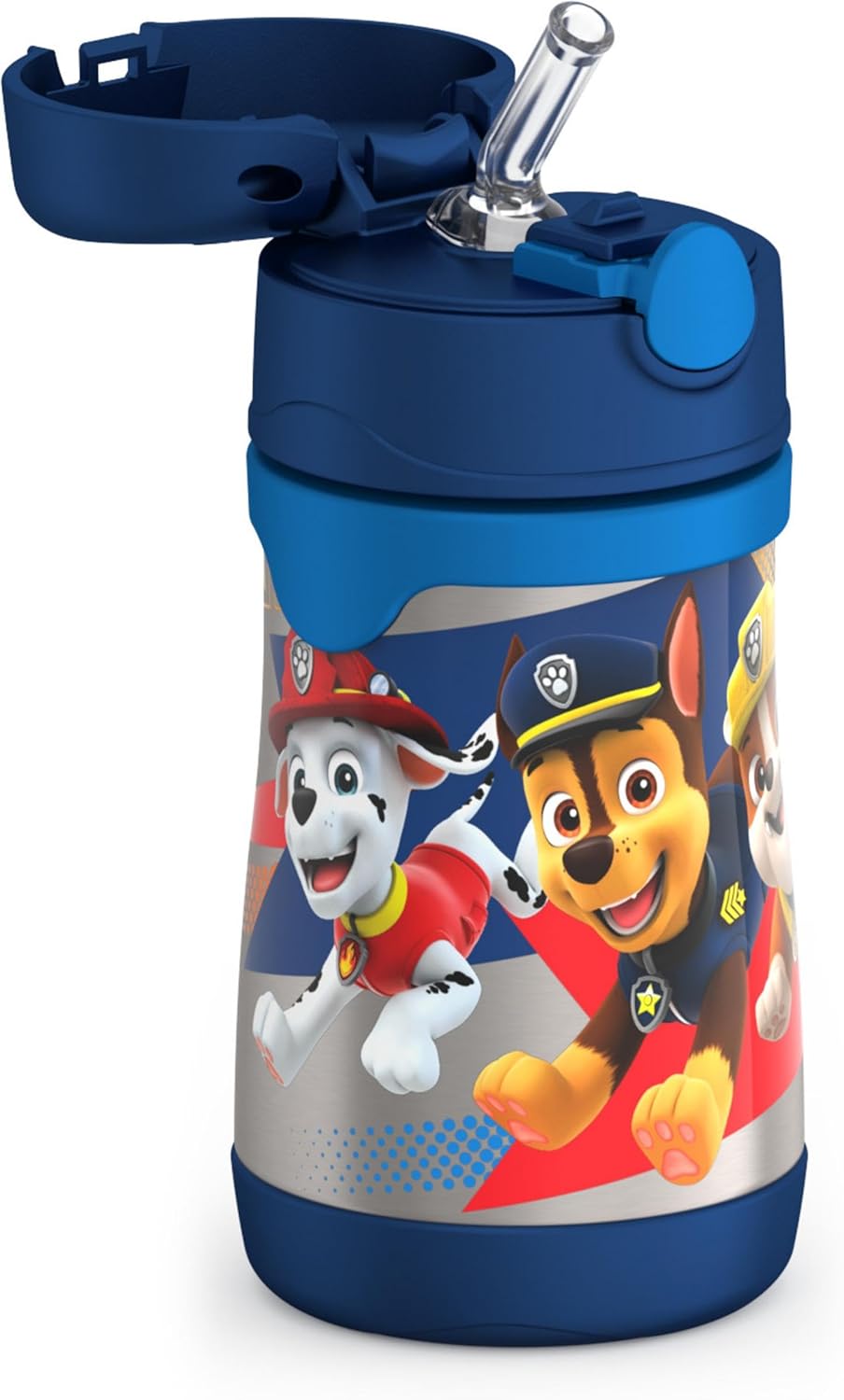 THERMOS Vacuum Insulated Stainless Steel Straw Bottle - 10oz, PAW PATROL Design for Kids