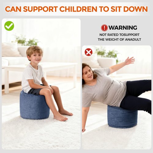 BBGDIPG Pouf Ottoman Foot Rest, Comfortable & Soft, Round Footstool for Living Room, Bedroom, Office, Room Decoration, Corduroy Foot Stool Pouf with Odorless & Anti-Clump Filling, Small Navy