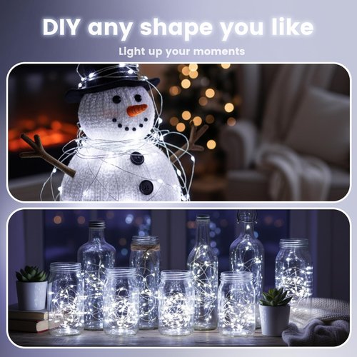 DomeStar 15Pack Fairy Lights Battery Operated, 7Ft 20 LED Waterproof String Lights Wire Firefly Starry Moon Light for DIY Mason Jars Party Centerpiece Table Valentine's Day Decorations Tree Ornament