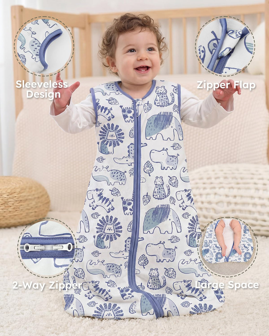 Yoofoss Baby Sleep Sack | 1.5 Tog Wearable Blanket for 18-24 Months | 100% Organic Cotton, Warm & Comfy