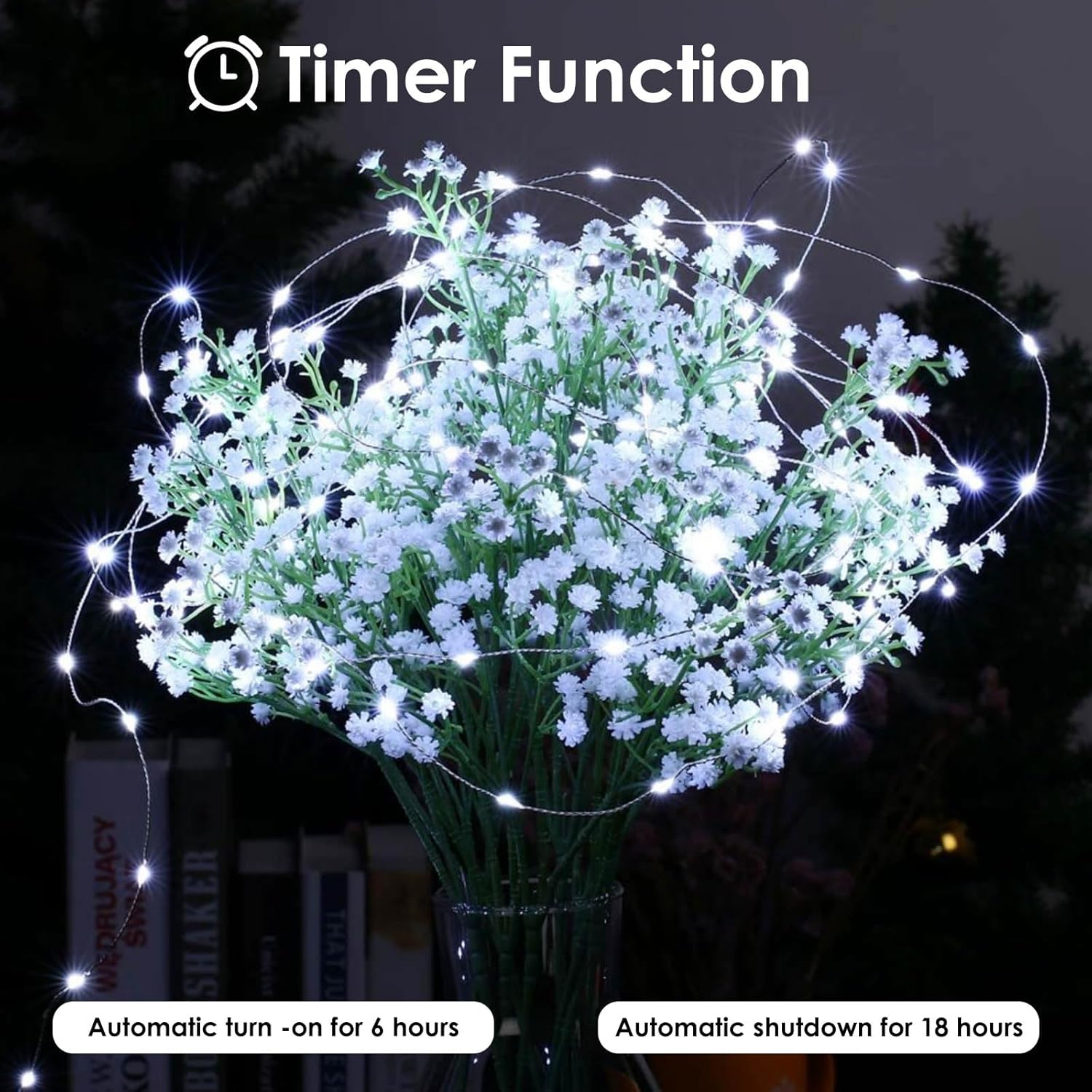 Skiennix 6-Pack Battery Operated Fairy Lights - Waterproof 16FT 50 LED String Lights | Cool White for Indoor/Outdoor Decor