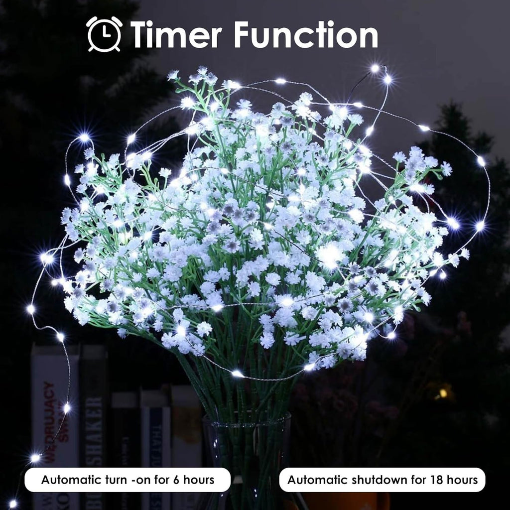 Skiennix 50 LED Fairy Lights - Waterproof 16FT Battery Operated String Lights with Timer | Cool White for Indoor/Outdoor Decor