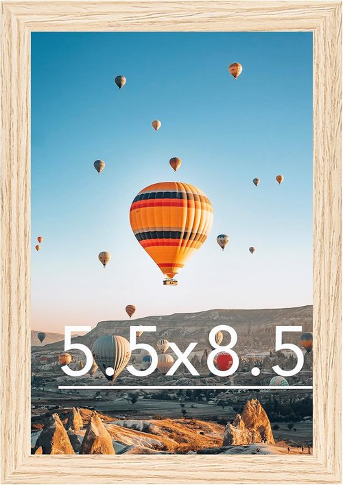 JCJMY Picture Frame 5.5x8.5 - Wall Mount or Tabletop Display | Shatter-Resistant Plexiglass, Natural Finish