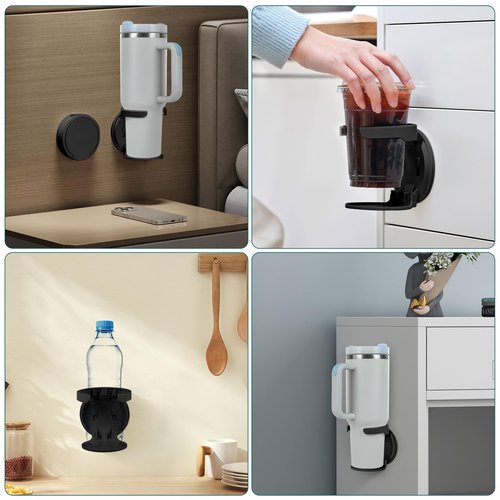 Water Bottle Holder Compatible with Stanley, Hydroflask, Sinple Midern, Stable and Durablee Wall Cup Holder, Space Saving Tumbler Organizer Storage for Drinks and Coffee (2, Black)