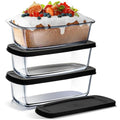 Nestl Set of 3 Glass Bread Loaf Pans for Baking Bread Pans for Homemade Breads, Glass Food Storage Containers with Lids, Glass Baking Dishes for Oven, Pound Cake Pan, Loaf Pan, 1.9 Quart