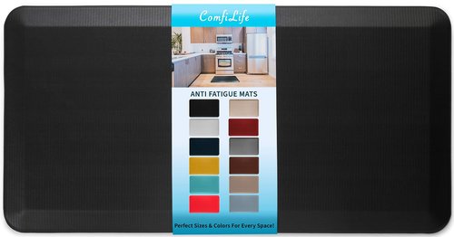 ComfiLife Anti Fatigue Floor Mat – 3/4 Inch Thick Kitchen Mats for Floor, Standing Desk Mat, Kitchen Rug – Comfort at Home, Office – Durable – Stain Resistant – Non-Slip Bottom (24" x 70", Black)