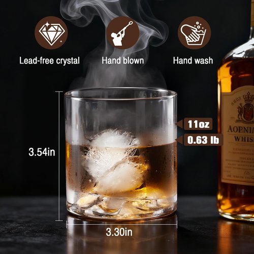 BQD Old Fashioned Whiskey Glasses Set 2-Pack with Gift Box, Ideal Retirement Gifts for Men & Cocktail Glasses for Celebrations
