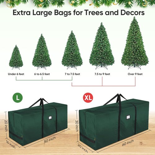 BALEINE Christmas Tree Storage Bag - Heavy Duty Extra Large Design with Reinforced Handles | 9 ft Green