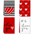 Valentines Day Kitchen Towels Cute Hand Towels for Bathroom Valentine Dish Towel 4 Pcs Dwarfs with Love Heart Reusable Tea Towel Holiday Farmhouse Wedding Anniversary Kitchen Gift for Home Wall Decor