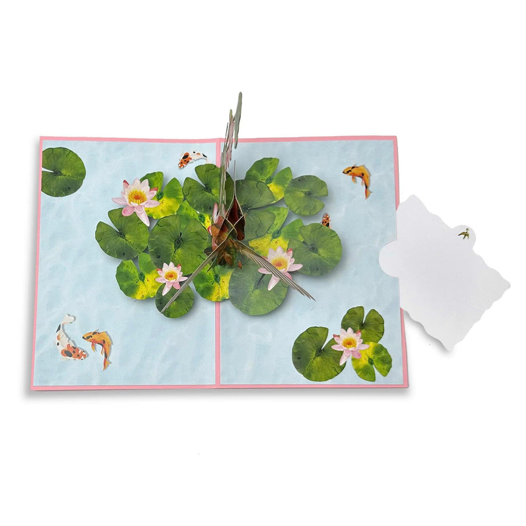 Pop Up Birthday Cards for Women, Hummingbird 3D Birthday Card, Beautiful Hummingbird and Lotus with Koi Fish Design, Pop Up Cards All Occasion for Mother, Mom, Her, Granmother and Daughter, Mothers Day Card