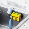 DYFVPOU Kitchen Sink Organizer, Strong Adhesive Mount Detachable Sponge Holder for Kitchen & Bathroom Sink with Extra Suction Cups, Holds Sponges, Dish Brushes, Scrubbing Pads