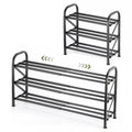 Atrastout 3-Tier Shoe Rack for Closet, 16"-33" Expandable ShoeRackAdjustable for Entryway Closet Doorway SturdyMetal, Black