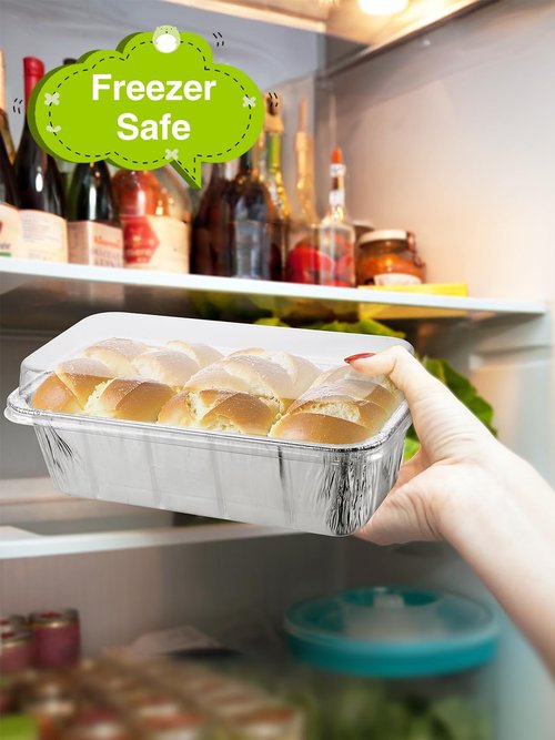 NEEBAKE 60 Pack Disposable Aluminum Loaf Pans with Lids Combo Set - 30 Pack 8.5x4.5x2.5 Foil Loaf Pans & 30 Pack 6x3.5x2 Mini Tin Foil Baking Pans Tin Trays Food Containers for Baking Cakes Bread Meat