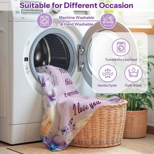 Happy Birthday Sister Blanket, Sister Birthday Gifts, Happy Birthdays Gifts for Sisters, Birthdays Present for Sisters, Soft Flannel Throw Blanket, Purple, 50"X60"