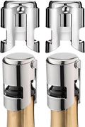 4Pack Champagne Stoppers with Stainless Steel, Champagne Saver with Food Grade Silicone Leak Proof, Suitable for Champagne, Cava, Prosecco, Sparkling Wine