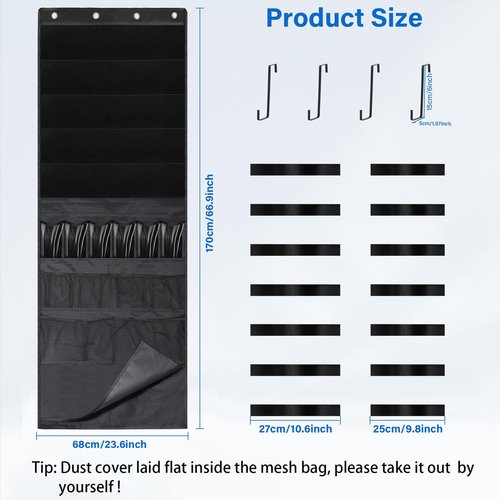 Over the Door Organizer for Toy Guns, Toys Storage Back of Door Hanging Organizer with Large Capacity Pockets and Adjustable Straps, for Kids Foam Blasters, Darts, Goggles and Toys Gun Accessories