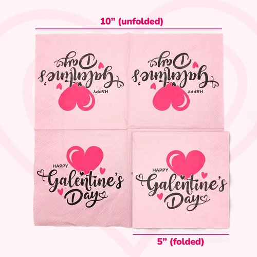 ArtCreativity Galentine's Napkins - 80 Pcs - Red Heart Cocktail Napkins for Galentine’s Day Party Decorations 5"x 5" - Party Decor Ideas to Celebrate Besties Friendship, Women’ s Day, Bridal Shower