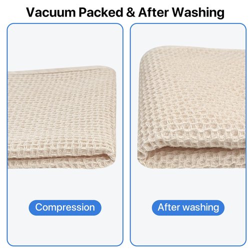 FreeNook 100% Cotton Waffle Weave Kitchen Towels, 6 Pack Dish Cloths for Washing Dishes, Ultra Soft Absorbent Dish Towels, Quick Drying Kitchen Rags, 12x12 Inches, Beige