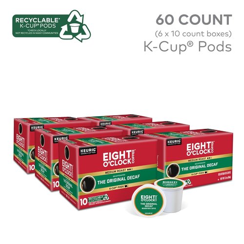 Eight O'Clock Coffee Decaf Medium Roast K-Cup Pods - Single-Serve, 60 Count for Convenient Brewing