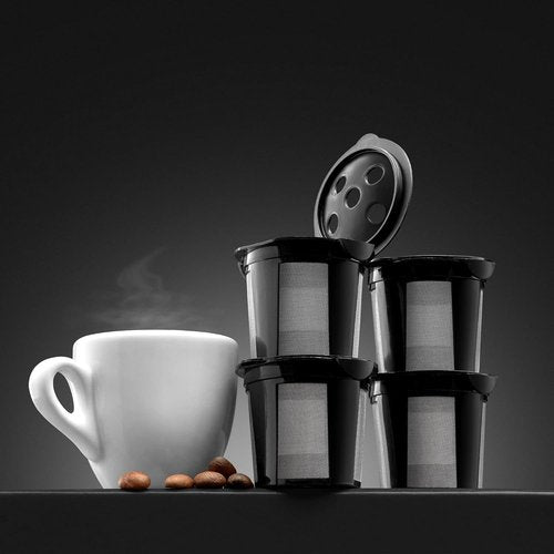 Keurig - 4 Reusable K Cups with Multistream Technology | Black Refillable Coffee Filters for K-Duo & K-Slim