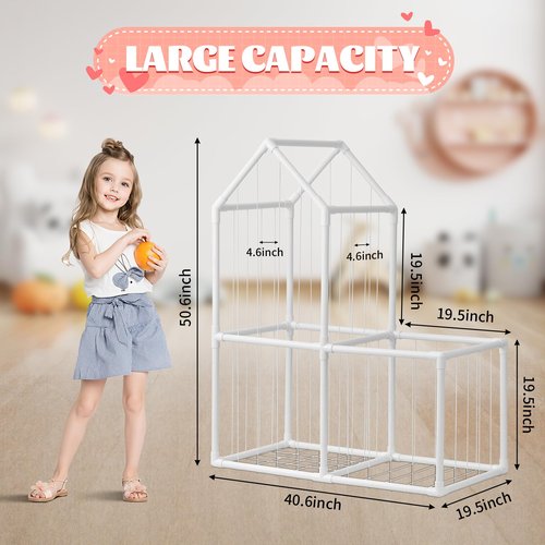 ROMAGIO Stuffed Animal Storage,Large PVC Stuffed Animal Zoo Plushies Storage Plush Toy Organizer Stuffed Plush Holder for Kids Room Bedroom Playroom Nursery(White)