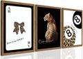 Trendy Cheetah Wall Art Set of 3 Black and White Leopard Bow Wall Decor Painting Lucky 8 Ball Poster Canavs Print Aesthetic for Bedroom Living Room 16x24 inch Wood Framed
