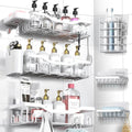 NESOMI Shower Caddy Adhesive Shower Organizer 8-Pack, Rustproof Stainless Steel Bathroom Shelves, Large Capacity No-Drill Rack Storage Accessories with Soap Dish Toothbrush Holder Hooks