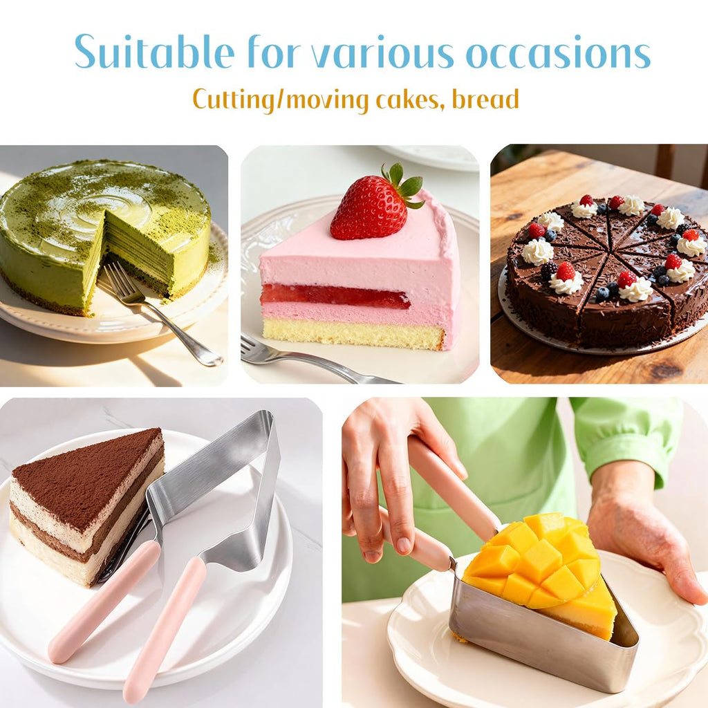 SerniaXin Stainless Steel Cake Cutter for Wedding, Birthday, Baking - Heavy-Duty Rust-Proof Blade with Double Non-Slip Ergonomic Handle, Safe Pastry & Pie Slicing Tool (1)