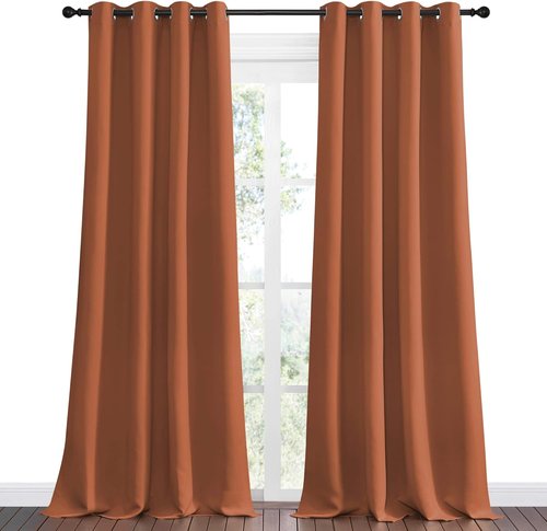 NICETOWN Burnt Orange Blackout Curtains - Extra Long 55x120 Grommet Panels for Sliding Door | Modern Sunlight Blocking Design