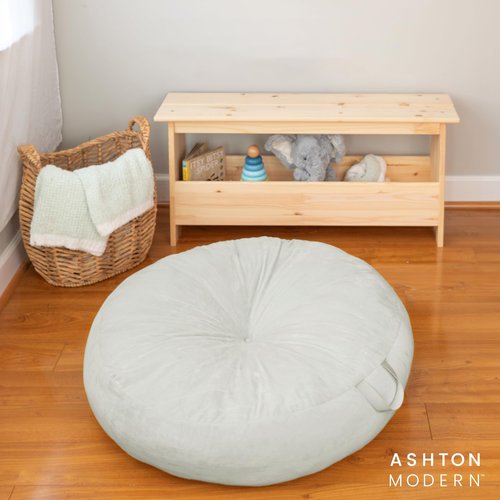 Ashton Modern Large Floor Cushion for Kids - 32 inch Soft Blue Round Floor Pillow for Kids Classroom Pillows, Throw Pillow, Decorative Round Pillows, Lounger Reading Nook