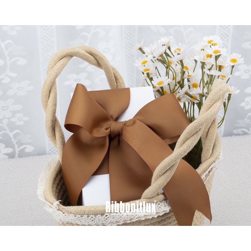 Grosgrain Ribbon 2.5 Inch x 25 Yards - Solid Golden Brown Craft Ribbon