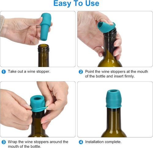10 Pack Silicone Wine Stopper, Wine Stoppers for Wine Bottles, Wine Seal Stopper Can Be Reused to Keep Wine Fresh, by Brusoon (Multicolor)