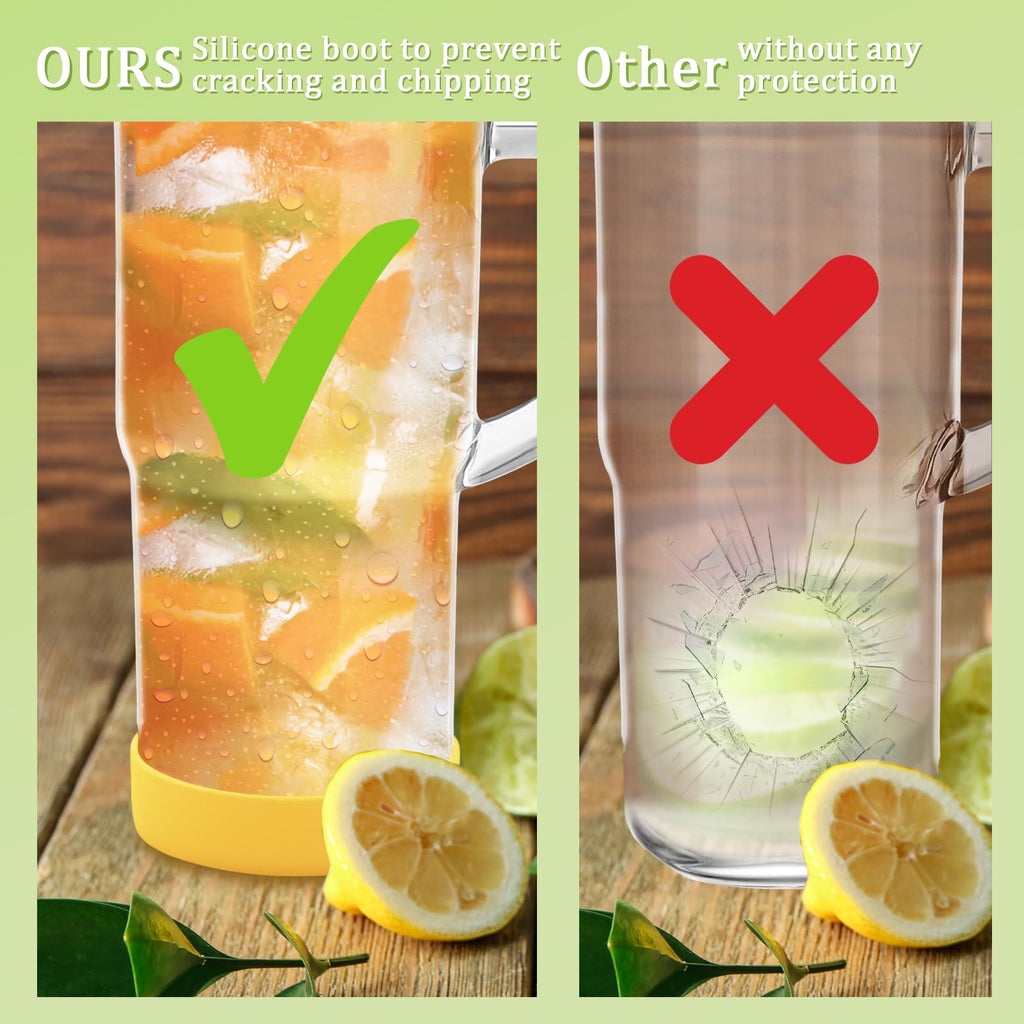 Glass Cups with Lids Straws 2Pack 24oz Mason Jar Tumblers Cup with Handle Wide Mouth Iced Coffee Cup Reusable Drinking Glasses Travel Mug for Smoothie Beer Juice Tea Gifts Clear