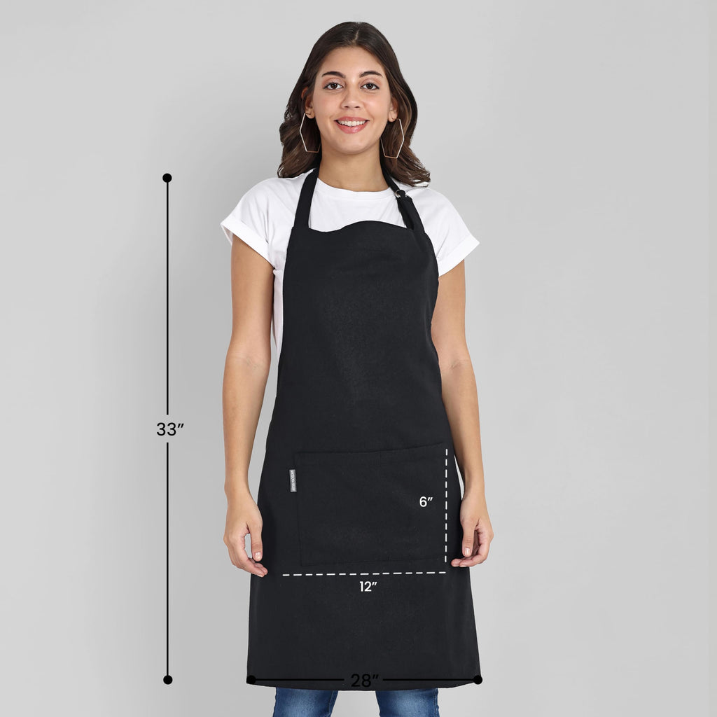 Mellow Buff Chef Aprons, Recycled Cotton Kitchen Apron with an Adjustable Neck with Long Ties, for cooking, baking (Denim Blue & Black)
