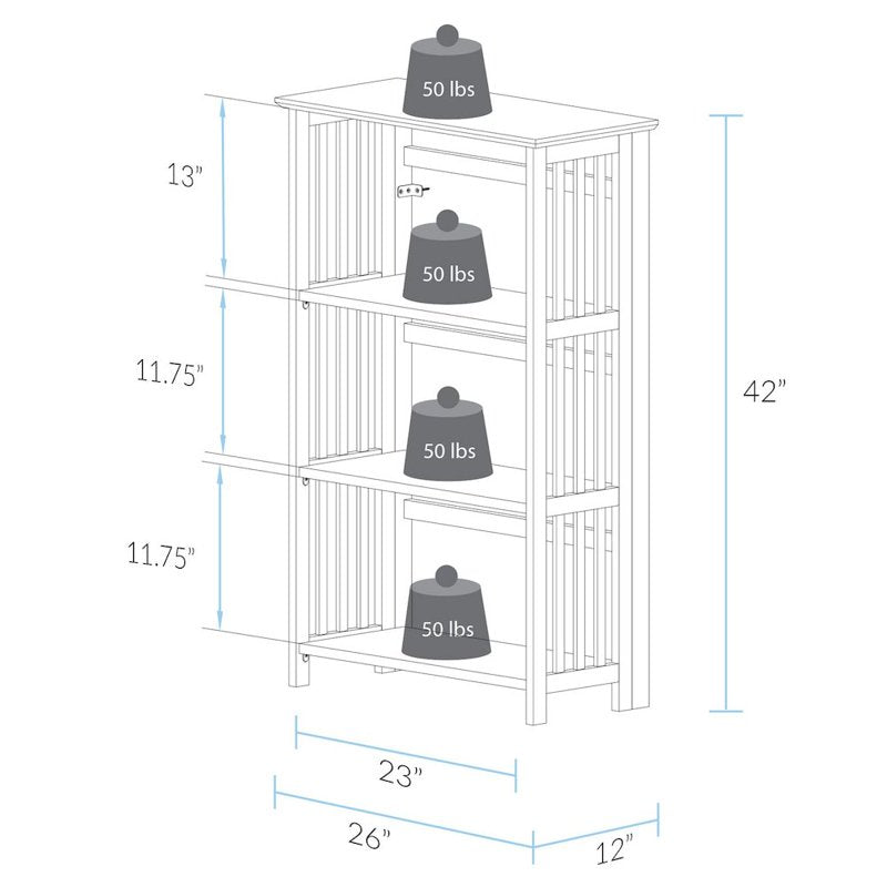 Soho Manhattan 4-Shelf Folding Bookcase - Natural Wood Finish