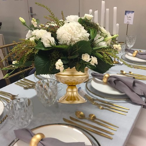 Hewory Gold Compote Pedestal Vase - Elegant Metal Floral Centerpieces | 10pcs, 6.5in Brass Bowls for Weddings & Parties