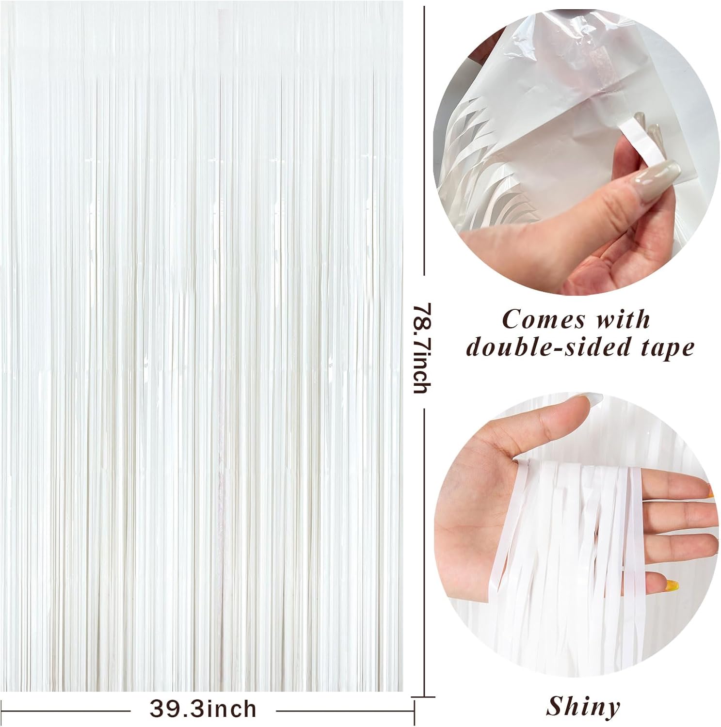 White Foil Fringe Backdrop Curtains by [Brand Name] - Tinsel Streamers for Birthday & Graduation Celebrations