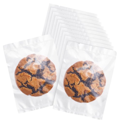 Prembag 100 Pcs 4-7/10 x 6-7/10 Inch Semi-Transparent Heat Seal Cellophane Bags for Cookies,Matte Cookie Sleeves,Frosted Treat Bag for Baked Goods