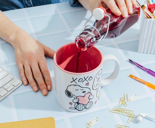 Silver Buffalo Peanuts Snoopy and Woodstock Valentine's Day XOXO Ceramic Mug | Large Coffee Cup For Tea, Cocoa, Beverages | Holds 20 Ounces