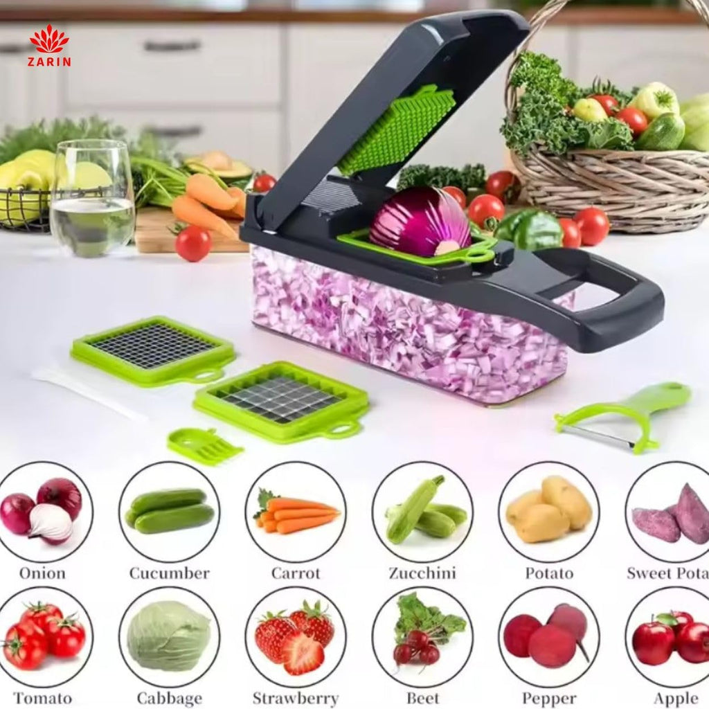 ZARIN 16-in-1 Vegetable Chopper & Slicer - Multi-Function Kitchen Gadget for Effortless Meal Prep