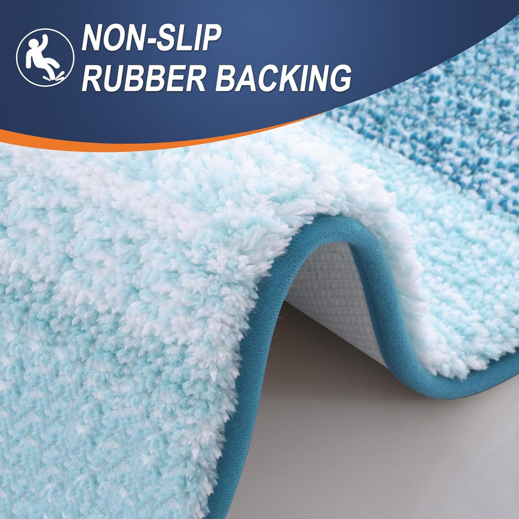 OLANLY Bathroom Runner Rug - Extra Soft Microfiber Mat with Rubber Backing | Quick Dry, Washable, 47x20, Peacock Blue