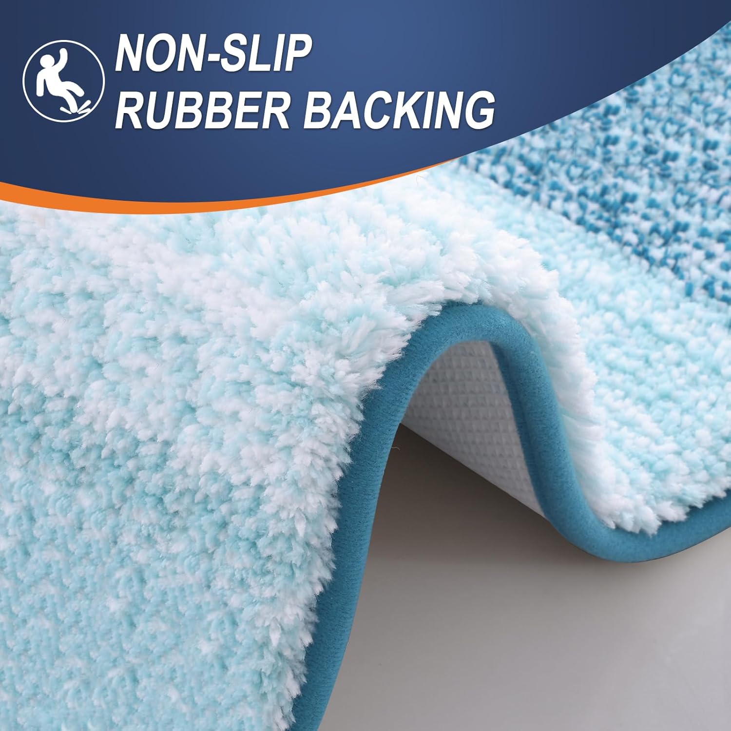OLANLY Bathroom Runner Rug - Extra Soft Microfiber Mat with Rubber Backing | Quick Dry, Washable, 47x24, Peacock Blue