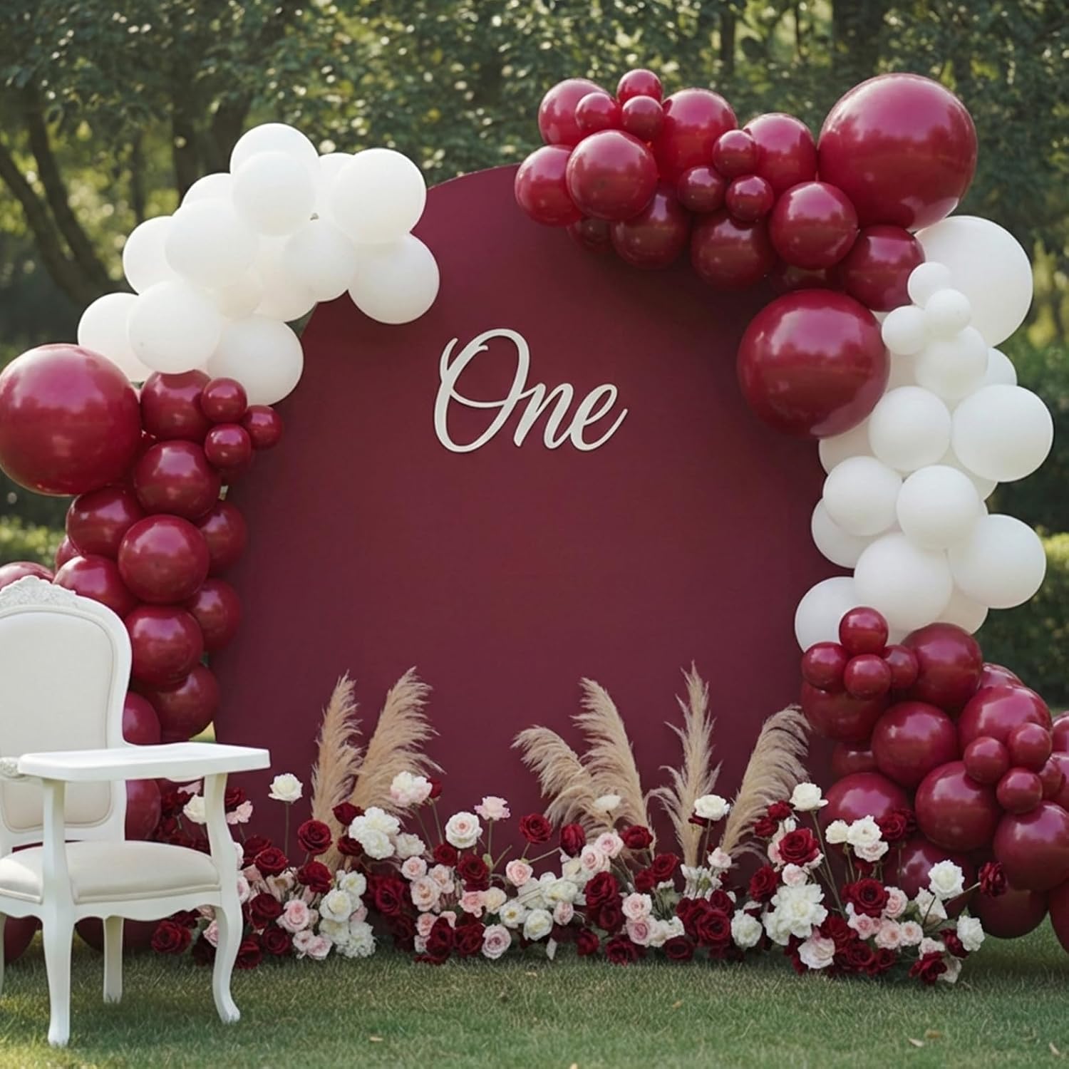 RUBFAC Burgundy Balloons - 129-Piece Latex Balloon Garland Kit | Maroon & Dark Ruby Red, 5-12 Inch Sizes for Parties