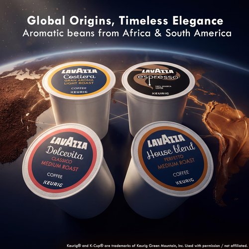Lavazza K-Cup Coffee Pods Variety Bundle for Keurig Brewers – Light & Medium Roast, Single-Serve K-Cup Coffee Pods, 40 Count Assorted Flavors (10 Dolcevita Classico, 10 House Blend Perfetto, 10 Costiera Gran Aroma, & 10 Espresso)
