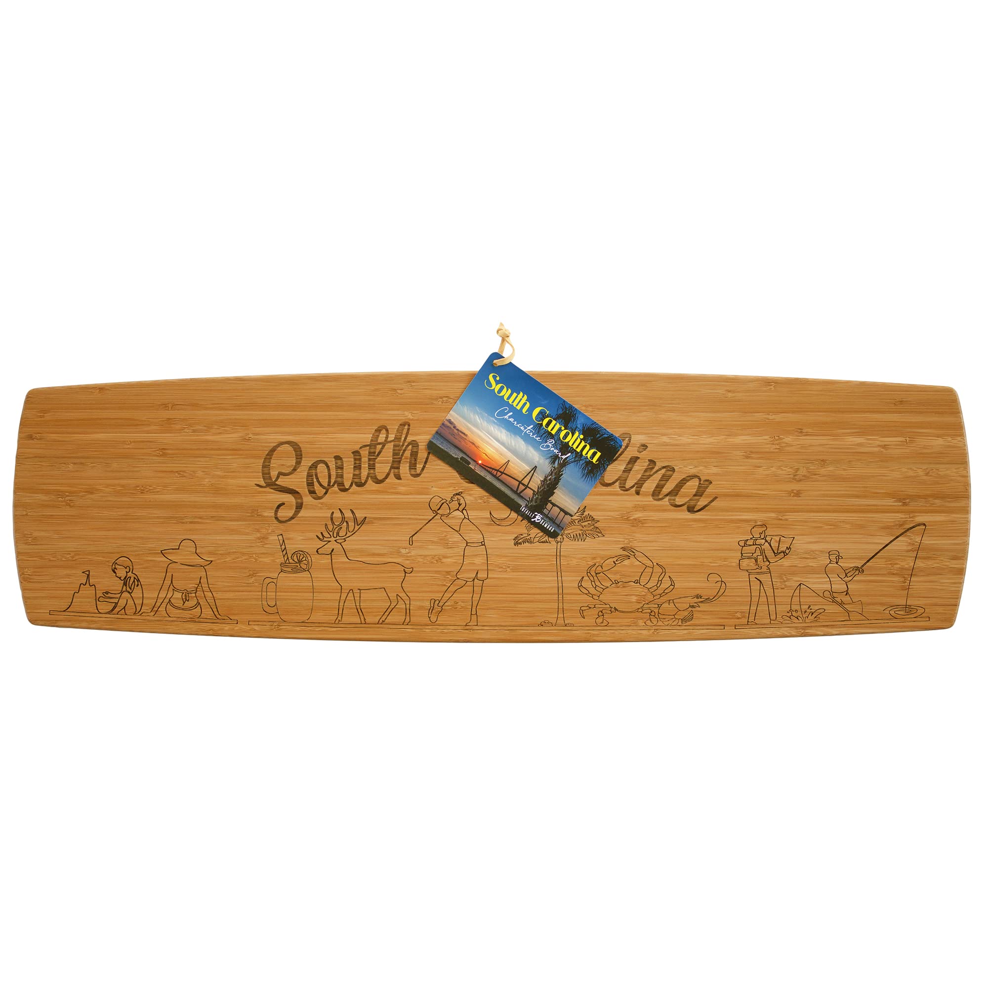 Totally Bamboo South Carolina Extra-Large Charcuterie Board and Cheese Plate with Engraved Artwork, 30" x 8.5"